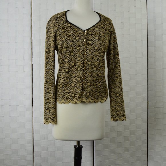 Gantos Jackets & Blazers - Gantos Vintage Black/Gold Evening Jacket, Size L